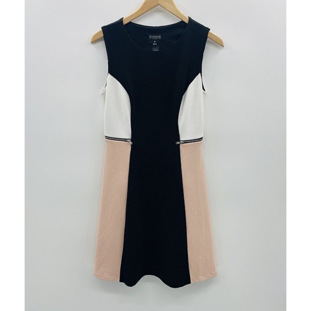 Enfocus Studio Womens Size 8 Sleeveless‎ Colorblock Panel Textured A Line Dress